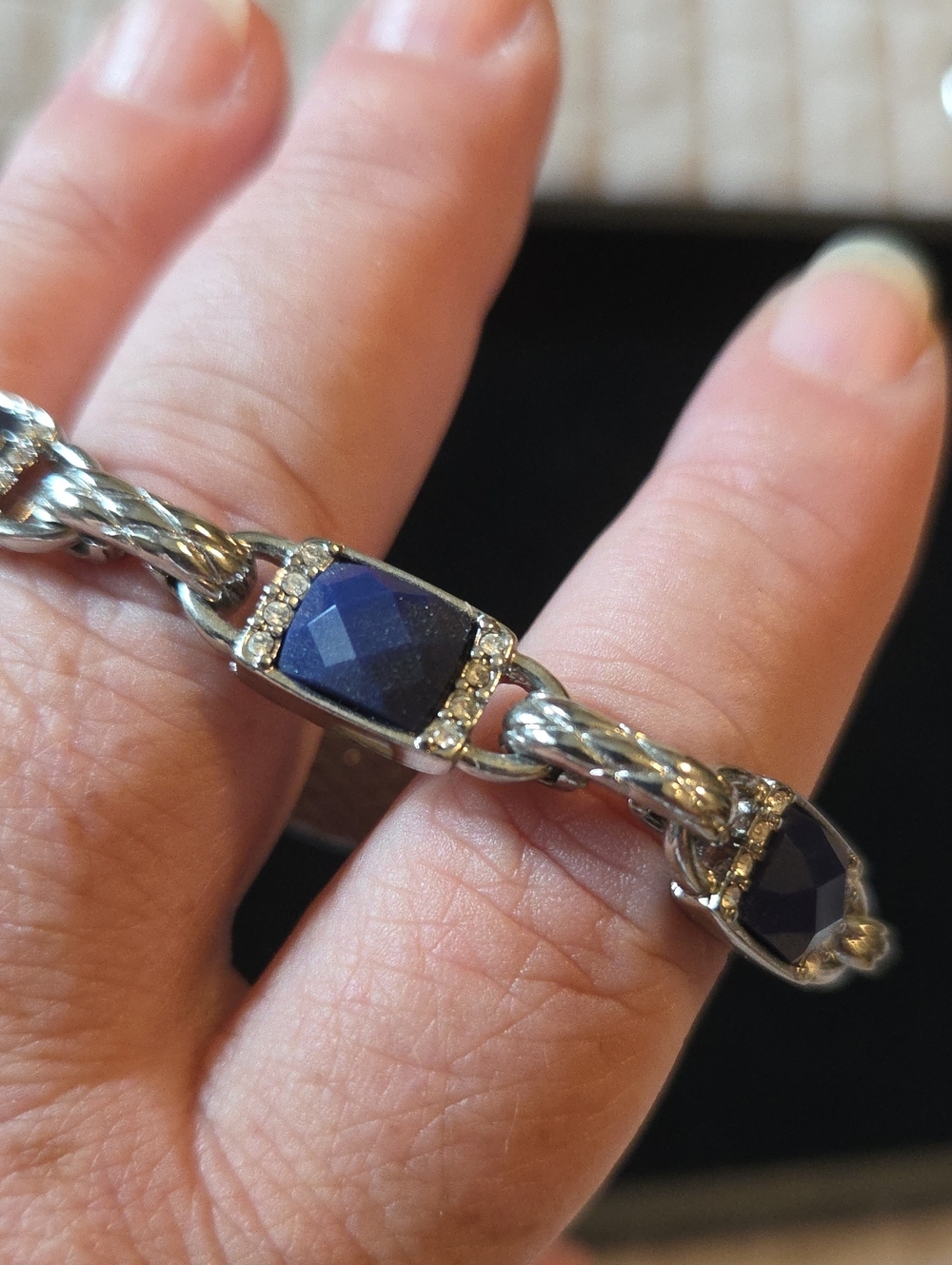 Lia Sophia Silver Tone Bracelet with Blue Gemstones - Picture 6 of 6
